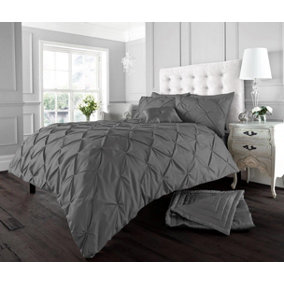 GC GAVENO CAVAILIA Dazzling Diamonds duvet cover bedding set charcoal super king 3PC with pintuck quilt cover