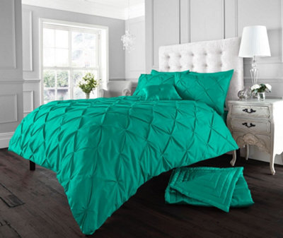 GC GAVENO CAVAILIA Dazzling Diamonds duvet cover bedding set deep teal double 3PC with pintuck quilt cover