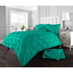 GC GAVENO CAVAILIA Dazzling Diamonds duvet cover bedding set deep teal king 3PC with pintuck printed quilt cover