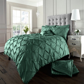 GC GAVENO CAVAILIA Dazzling Diamonds duvet cover bedding set green double 3PC with pintuck quilt cover