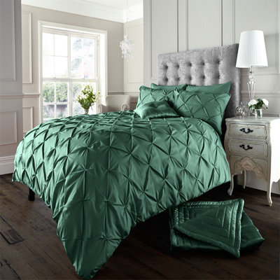 GC GAVENO CAVAILIA Dazzling Diamonds duvet cover bedding set green king 3PC with pintuck quilt cover