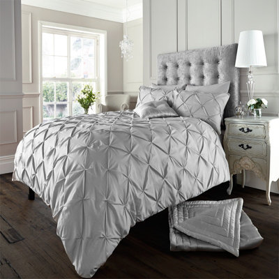 GC GAVENO CAVAILIA Dazzling Diamonds duvet cover bedding set silver double 3PC with pintuck quilt cover