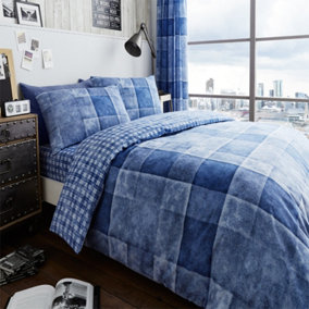GC GAVENO CAVAILIA Denimium Blue Duvet Cover Bedding Set king Size 3PC with reversible printed Quilt Cover