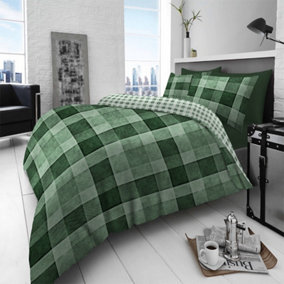 GC GAVENO CAVAILIA Denimium Green Duvet Cover Bedding Set double Size 3PC with reversible printed Quilt Cover