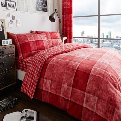 GC GAVENO CAVAILIA Denimium Red Duvet Cover Bedding Set double Size 3PC with reversible printed Quilt Cover