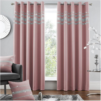 Bagaille Curtain ★ PINK GC GAVENO CAVAILIA Diamante Kendal Blackout 66X54 Inch Blush Pink