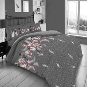 GC GAVENO CAVAILIA Downy Dreams duvet cover bedding set grey single 2PC with reversible geometric printed quilt cover