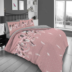 GC GAVENO CAVAILIA Downy Dreams duvet cover bedding set pink double 3PC with reversible geometric printed quilt cover