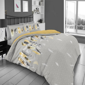 GC GAVENO CAVAILIA Downy Dreams duvet cover bedding set yellow double 3PC with reversible geometric printed quilt cover