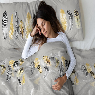 GC GAVENO CAVAILIA Downy Dreams duvet cover bedding set yellow single 2PC with reversible geometric printed quilt cover