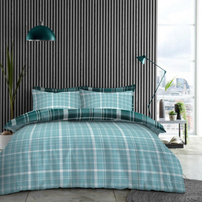 GC GAVENO CAVAILIA Excluisve Range Printed Stirling Check Single 2 Piece With Matching Pillowcase Duvet Cover Bedding Set