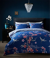 GC GAVENO CAVAILIA Exotic bloom duvet cover bedding set navy double 3PC with birds and flowers print quilt cover.