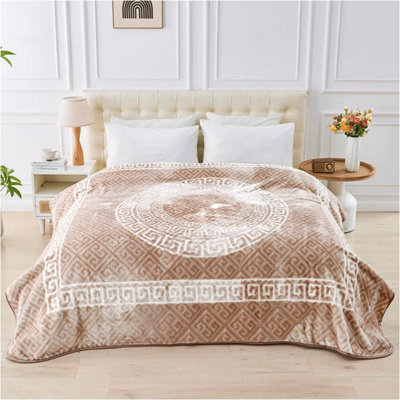 GC Gaveno Cavailia Faux Fur Blanket Throw Mink Thermal Warm Fleece Throw Blanket Greek Deep Sleeping Anxiety Relief 200 x 240 Cm
