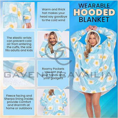 GC GAVENO CAVAILIA Oversized Sherpa Hoodie Blanket – Wearable Fleece Hoodie For Women & Men, One Size