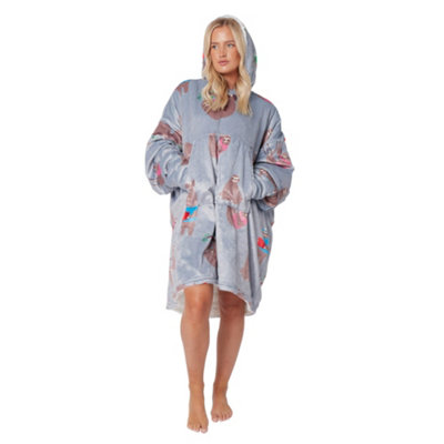 GC GAVENO CAVAILIA Hooded Blanket Capucha Estampada, Sudadera Cat Azul