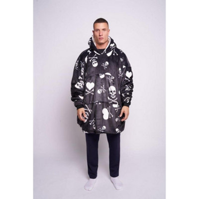 GC GAVENO CAVAILIA Fleece Oversized Skull Hoodie Black Snuggle Fluffy Blanket Hoodie One Size Fits All Unisex Mens Women DIY at B Q