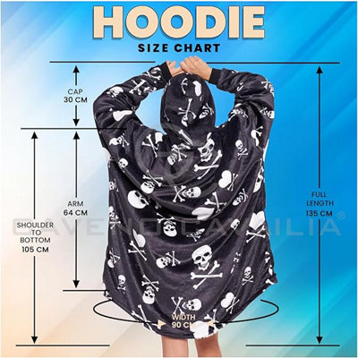 GC GAVENO CAVAILIA Fleece Oversized Skull Hoodie Black ,Snuggle