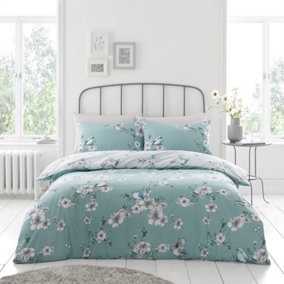 GC GAVENO CAVAILIA Floral Birds green single duvet set with pillowcase,Luxurious reversible quilt cover.