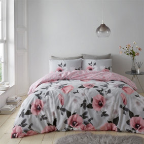 GC Gaveno Cavailia Floral fantasy King size quilt cover 3PC set,Reversible blush pink with flowers print quilt cover.