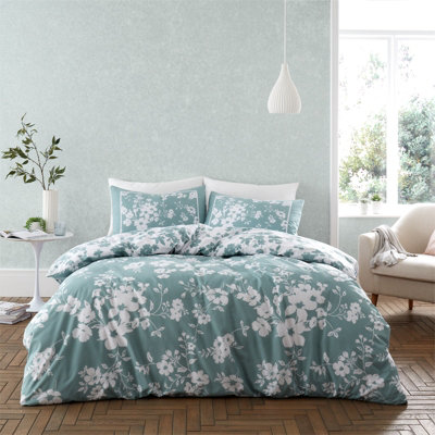 GC GAVENO CAVAILIA Floral world duvet king size bedding set 3PC green with reversible flowers printed quilt cover