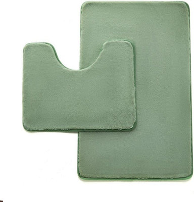 GC GAVENO CAVAILIA Fluffy Bliss 2 Piece Bath Mat Set Green Shaggy Super Absorbent & Washable Anti Slip Shower Mat Price Comparisons | Compare The Build