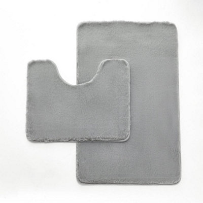 GC GAVENO CAVAILIA Fluffy Bliss 2 Piece Bath Mat Set Grey Fluffy Shaggy Super Absorbent & Washable Anti Slip Shower Mat Price Comparisons | Compare The Build