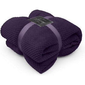 GC GAVENO CAVAILIA Fluffy Pop Extra Large Throw 200x240CM Purple Soft & Cosy Peach King Size Blanket Waffle Throw