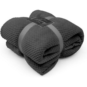 GC GAVENO CAVAILIA Fluffy Pop Throw 130x150CM Grey Honeycomb Pattern Soft Thermal Blanket,Sofa Bedspread