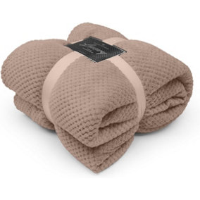 GC GAVENO CAVAILIA Fluffy Pop Throw 130x150CM Oyster Honeycomb Pattern Soft Thermal Blanket,Sofa Bedspread
