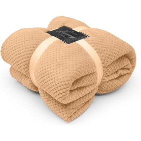 GC GAVENO CAVAILIA Fluffy Pop Throw 130x150CM Peach Honeycomb Pattern Soft Thermal Blanket,Sofa Bedspread