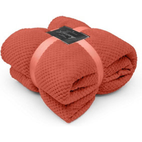 GC GAVENO CAVAILIA Fluffy Pop Throw 130x150CM Rust Honeycomb Pattern Soft Thermal Blanket,Sofa Bedspread