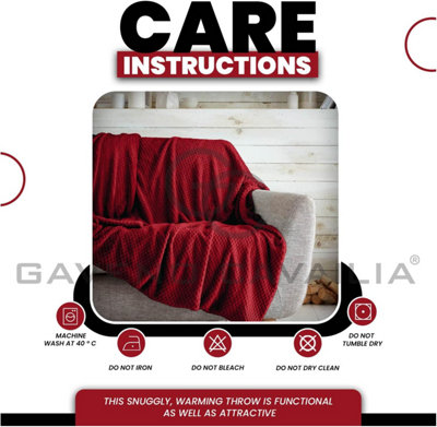 GC GAVENO CAVAILIA Fluffy Pop Throw 150x200CM Red Lightweight Honeycomb Blanket For Bed Settee Throws For Sofas Couch Chair