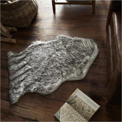 GC GAVENO CAVAILIA Frost Fur Husky Rug Black Warm & Cosy Animal Skin ...