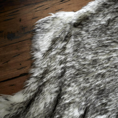GC GAVENO CAVAILIA Frost Fur Husky Rug Black Warm & Cosy Animal Skin ...