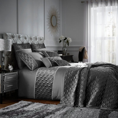 GC GAVENO CAVAILIA Gleaming Gemstone duvet cover bedding set charcoal single 2PC with embriodery quilt cover