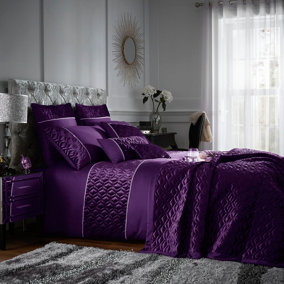 GC GAVENO CAVAILIA Gleaming Gemstone duvet cover bedding set purple king 3PC with embriodery quilt cover