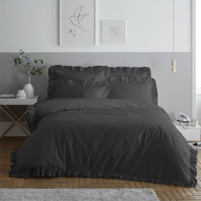 GC GAVENO CAVAILIA Graceful Cascades Duvet cover bedding set charcoal king 3PC with plain pillowcase and quilt cover