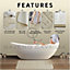 GC GAVENO CAVAILIA Grecian Grace 2 Piece Non Slip Bath Mat Set Cream Quick Dry Water Absorbent Bathroom Shower Mat & Pedestal Set