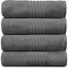 GC GAVENO CAVAILIA Hampton Royal 4 Pack Bath Sheet 80x140 Charcoal Egyptian Cotton Premier Super absorbent Towel