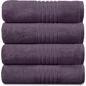 GC GAVENO CAVAILIA Hampton Royal 4 Pack Bath Sheet 80x140 Purple Egyptian Cotton Premier Super absorbent Towel