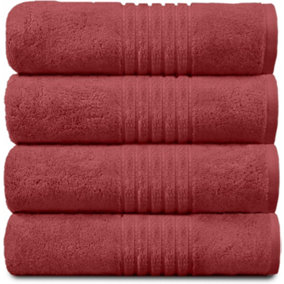 GC GAVENO CAVAILIA Hampton Royal 4 Pack Bath Sheet 80x140 Red Egyptian Cotton Premier Super absorbent Towel