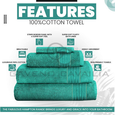 GC GAVENO CAVAILIA Hampton Royal 4 Pack Bath Towel 70x120 Aqua Egyptian Cotton Premier Super absorbent Towel