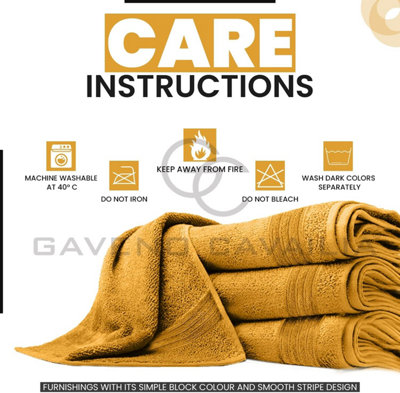 GC GAVENO CAVAILIA Hampton Royal 4 Pack Hand Towel 50x80 Ochre Egyptian Cotton Premier Super absorbent Towel