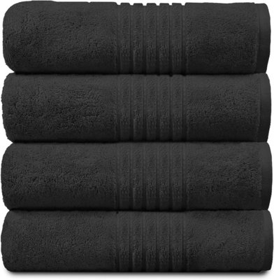 GC GAVENO CAVAILIA Hampton Royal 4 Pack Jumbo Bath Sheet 80x170 Black Egyptian Cotton Premier Super absorbent Towel