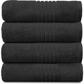 GC GAVENO CAVAILIA Hampton Royal 4 Pack Jumbo Bath Sheet 80x170 Black Egyptian Cotton Premier Super absorbent Towel