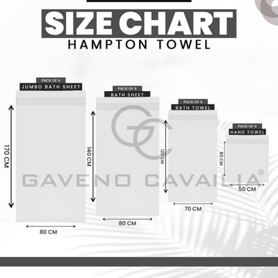 GC GAVENO CAVAILIA Hampton Royal 4 Pack Jumbo Bath Sheet 80x170 White Egyptian Cotton Premier Super absorbent Towel