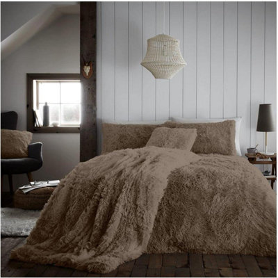 GC GAVENO CAVAILIA Hug & Snug Teddy Fleece Double Mink Duvet Cover With Matching Pillowcase Warm Fluffy Soft & Cosy Bedding Set