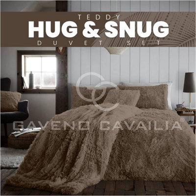 GC GAVENO CAVAILIA Hug & Snug Teddy Fleece Single Mink Duvet Cover With Matching Pillowcase Warm Fluffy Soft & Cosy Bedding Set