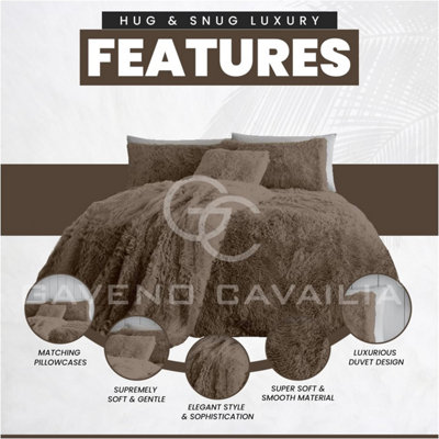 GC GAVENO CAVAILIA Hug & Snug Teddy Fleece Single Mink Duvet Cover With Matching Pillowcase Warm Fluffy Soft & Cosy Bedding Set