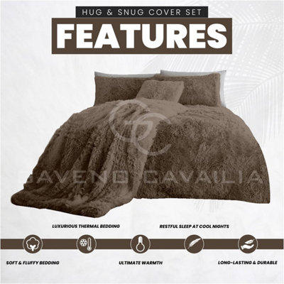 GC GAVENO CAVAILIA Hug & Snug Teddy Fleece Single Mink Duvet Cover With Matching Pillowcase Warm Fluffy Soft & Cosy Bedding Set